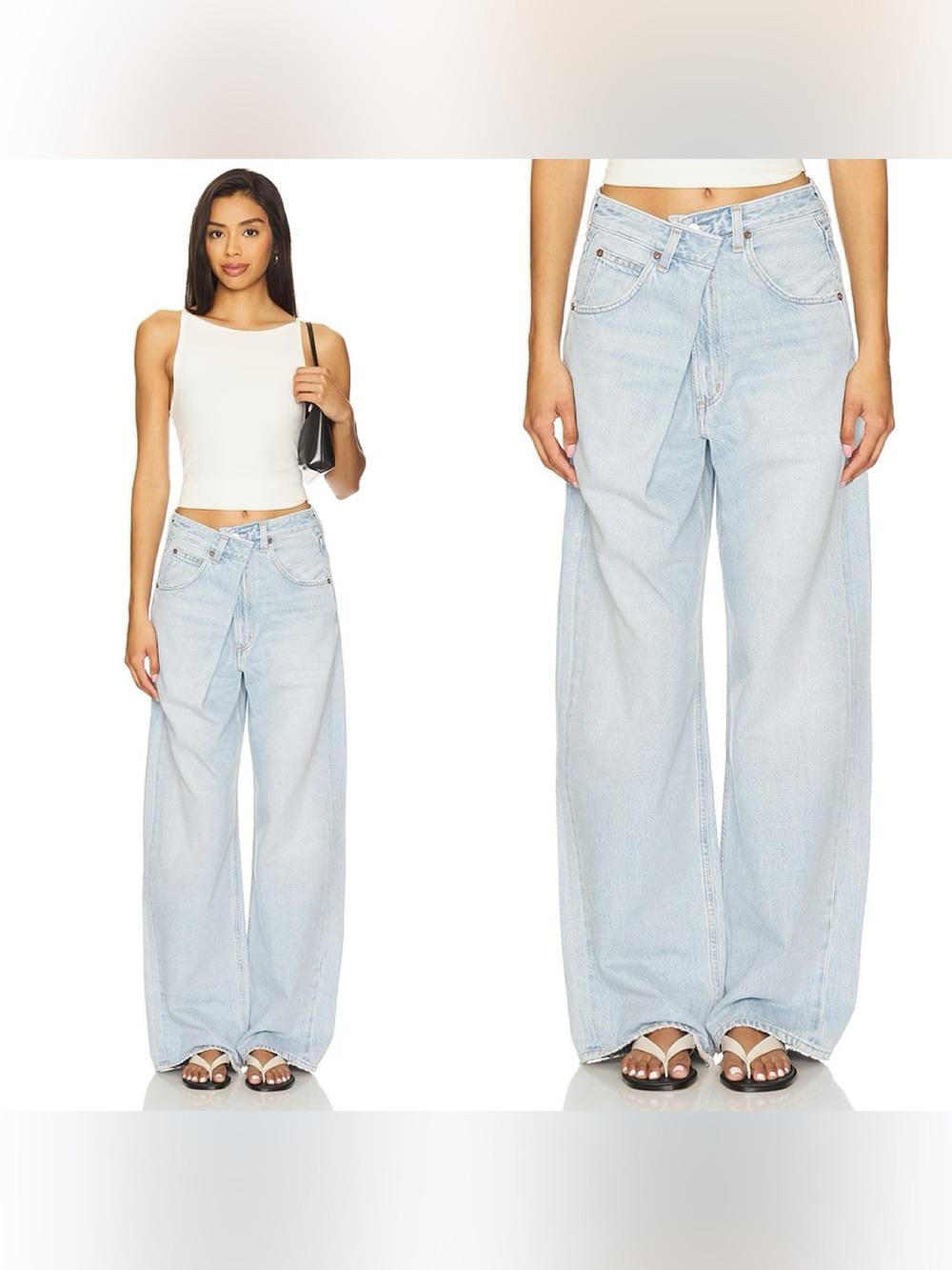 NWT AGOLDE  Vana Wide Leg Jeans in “Spark” light wash